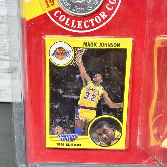 1991 Starting Lineup Magic Johnson Figurine Special Edition Collector Coin Vtg - Picture 2 of 8